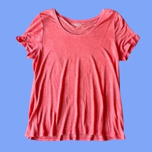 Eileen Fisher micromodal coral scoop neck lightweight tee large